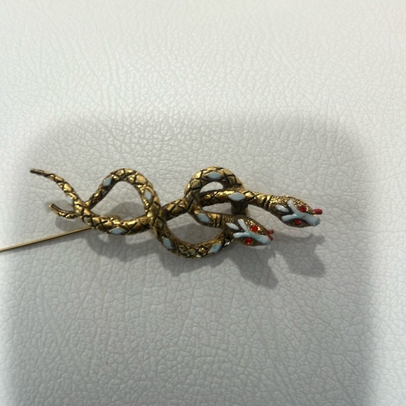 ART snake entwined brooch vintage - Picture 1 of 7